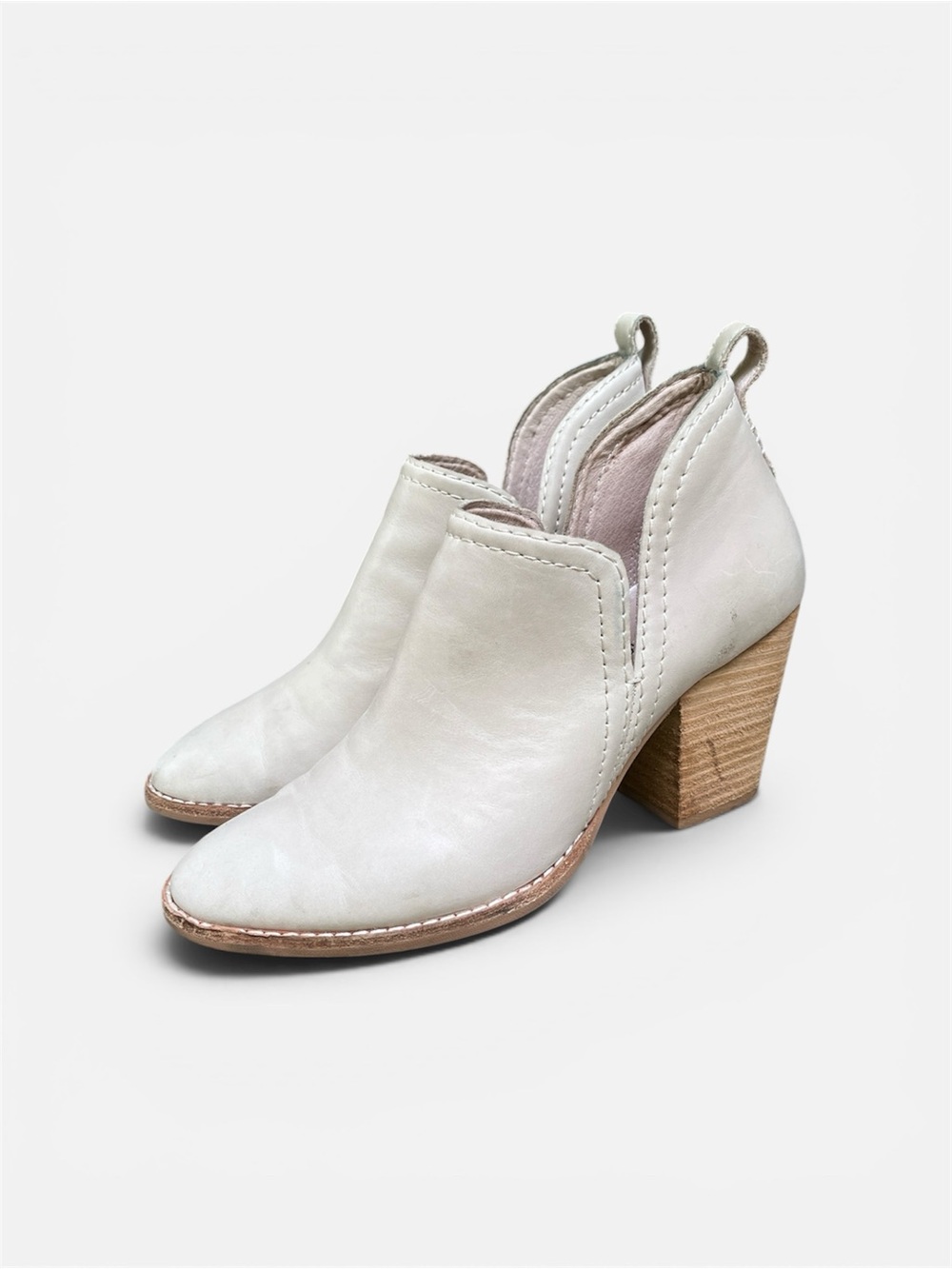 Jeffrey Campbell Rosalee Leather Split Shaft Western Cowboy Boot in Ivory Sz 6 - Picture 3 of 12